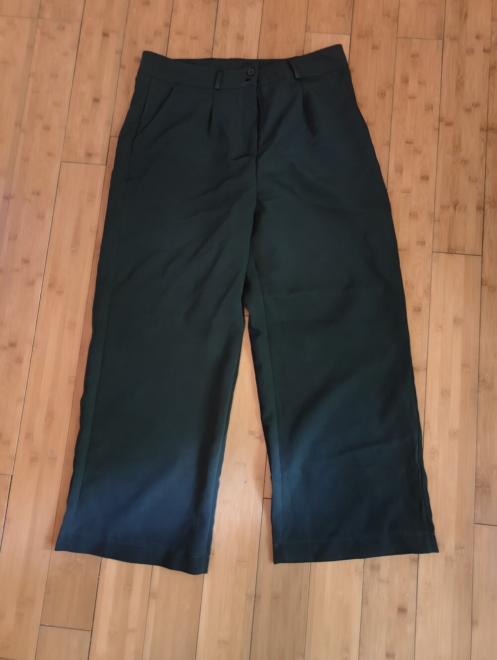 Womens Dark Green Straight-Leg Dress Pants